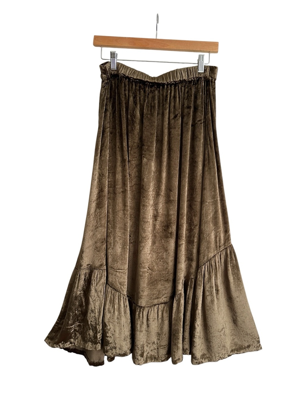 APRIL CORNELL Velvet Boho Prairie Midi Skirt | Romantic Cottagecore Whimsigoth S - Picture 5 of 12